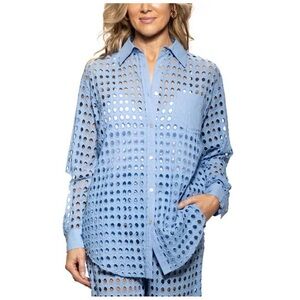 Dotti‎ Openwork Dot Shirt Cover-Up Peri Blue MEDIUM
